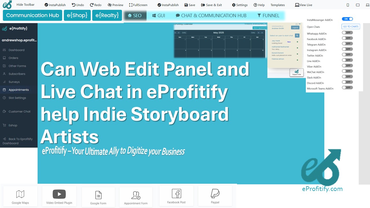 Can Web Edit Panel and Live Chat in eProfitify help Indie Storyboard Artists